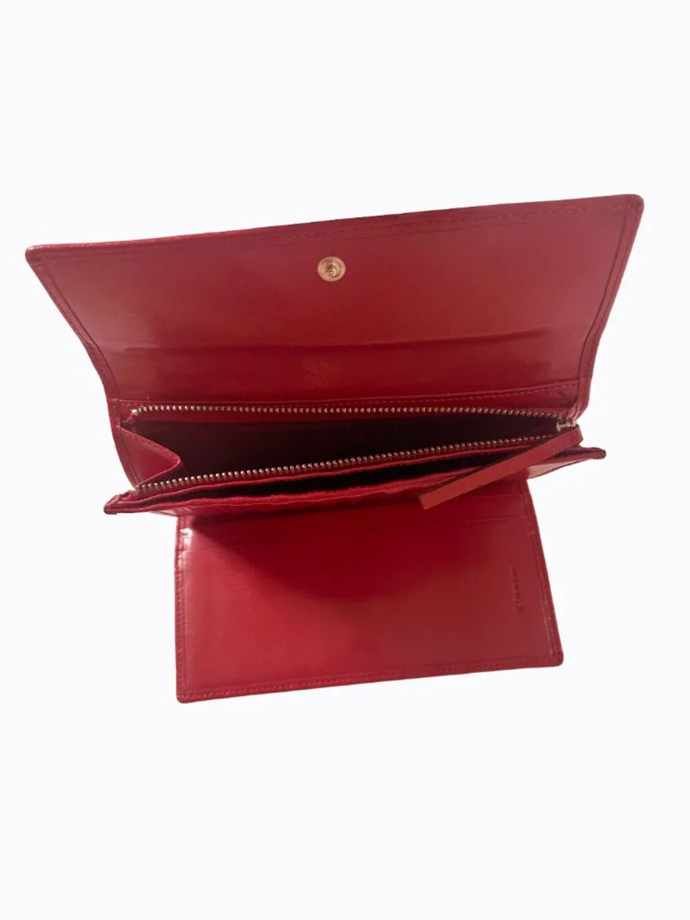 Vintage Calvin Klein Red Leather Continental Flap Wallet Made in Spain Rare Y2K